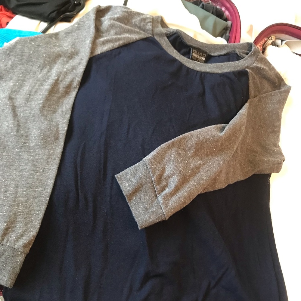 Navy Blue and Gray Baseball Tee